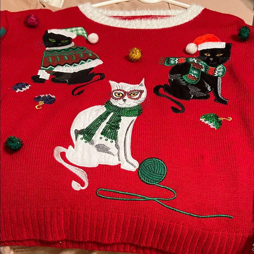 Festive Red Cat Sweater
